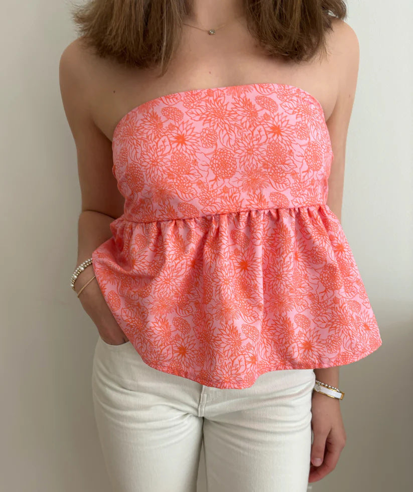 Summer Fashion Printing Tube Type Version Blouses