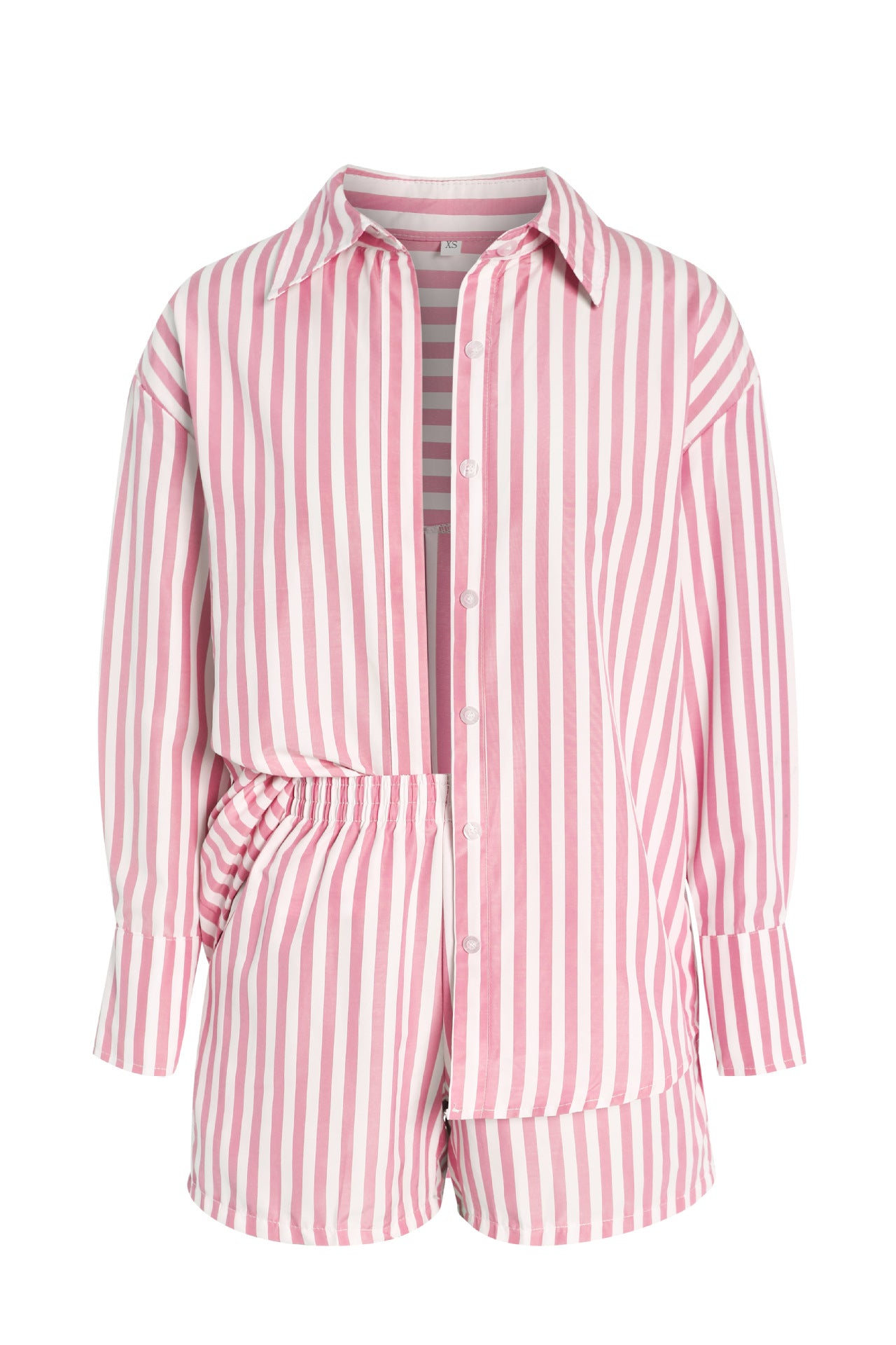 Women's Casual Sportswear Striped Long Sleeve Shirt Loose High Suits
