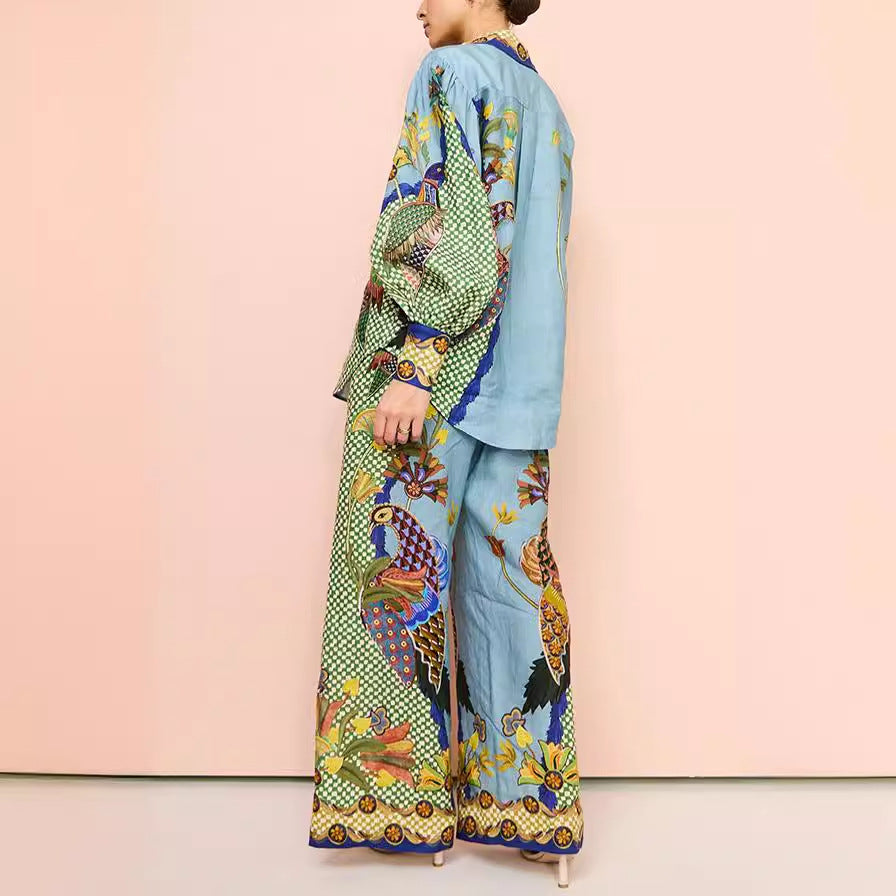 Women's Fashion Personalized Printed Puff Sleeve Holiday Lace Suits