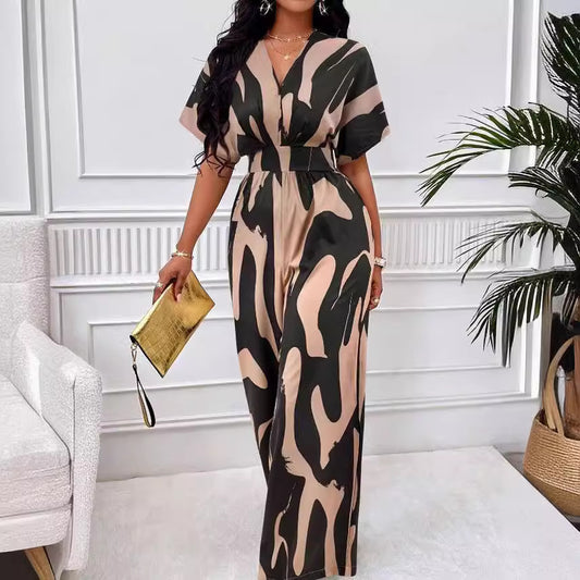 Women's Glamorous Charming Sleeve Printed Fashion Jumpsuits