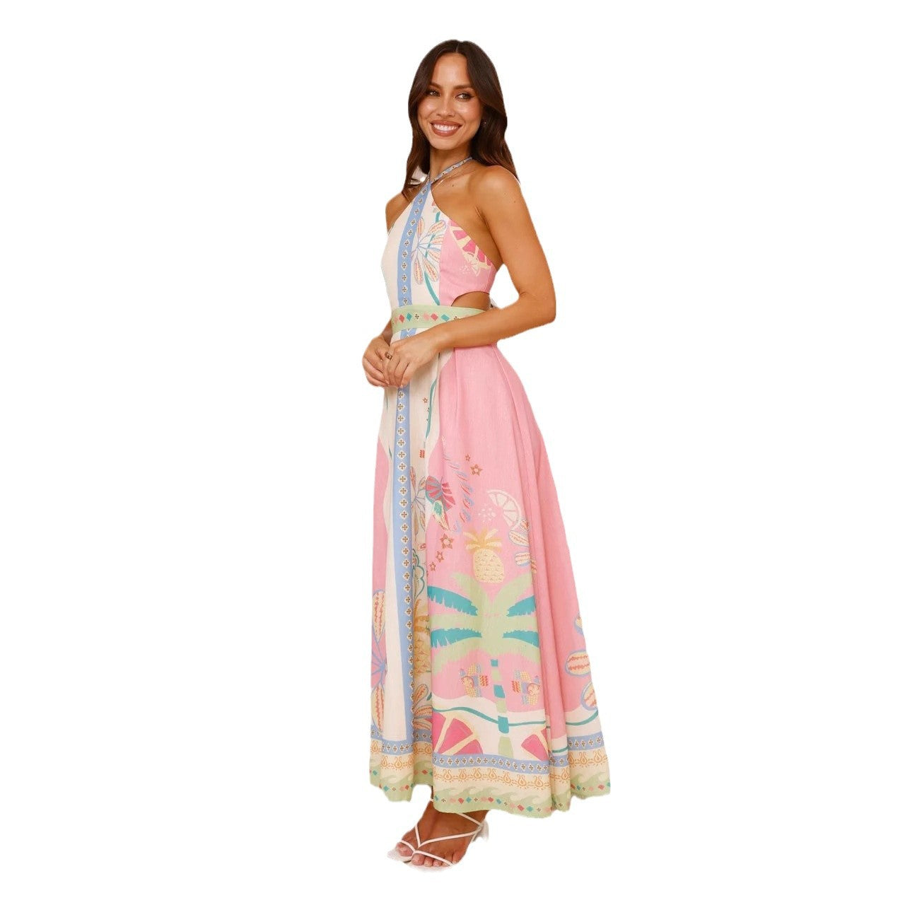 Unique Halter Sexy Lacing Backless Long Dress