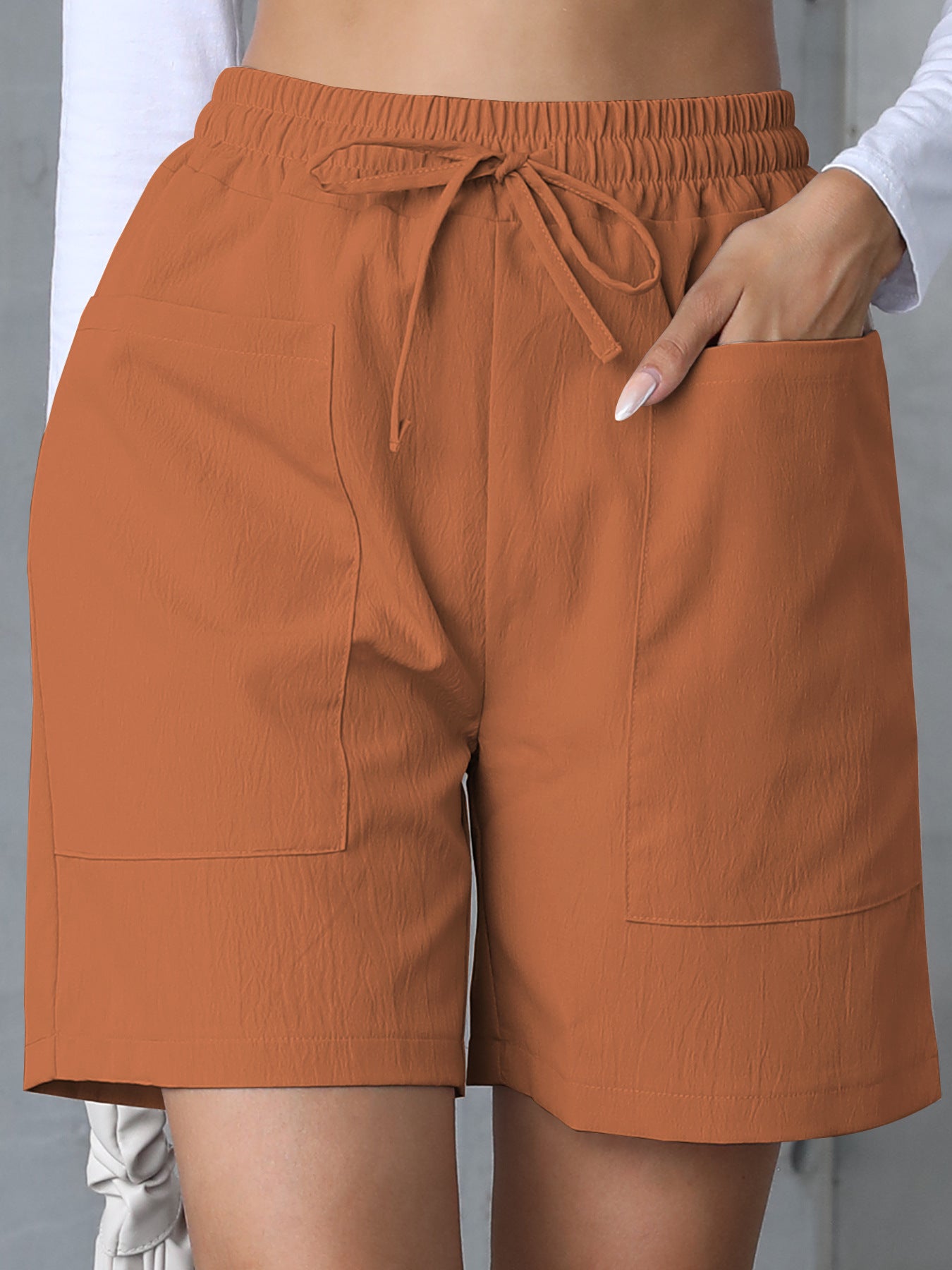 Women's Summer Loose Linen Leisure Pocket Solid Color Shorts