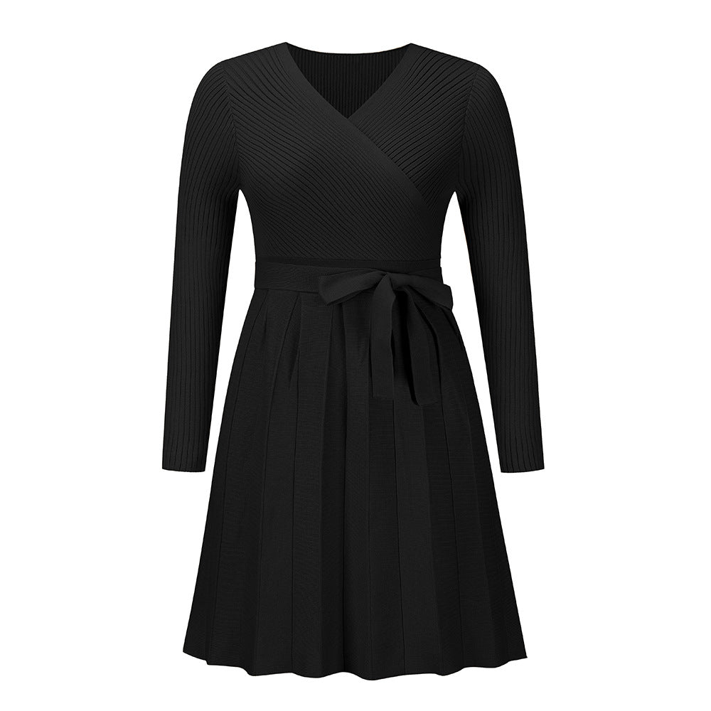 Slouchy Woolen Sexy Pleated Knitted Dress Dresses