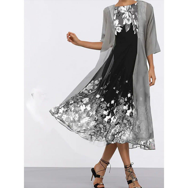 Pretty Dress Chiffon Printed Slimming Long Dresses