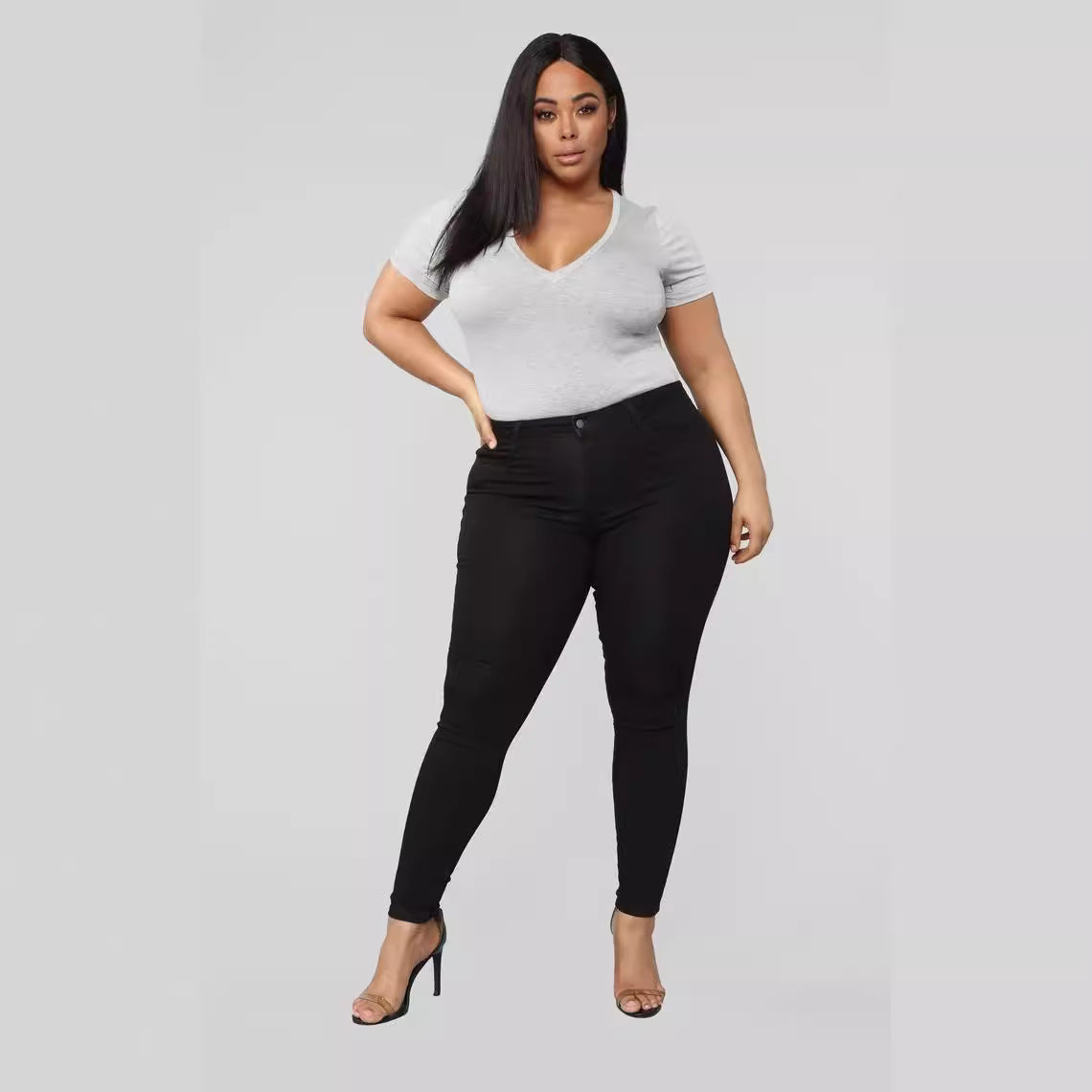 Women's Large Fashion High Elastic Denim Skinny Jeans