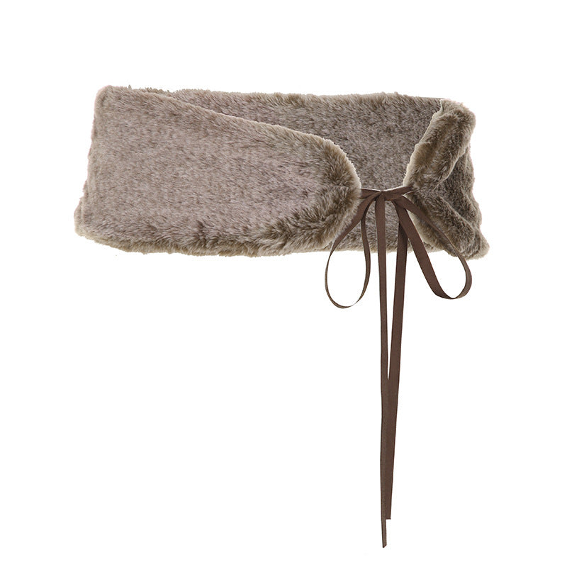 Women's Slim Stitching Furry Belt Retro Hot Pants