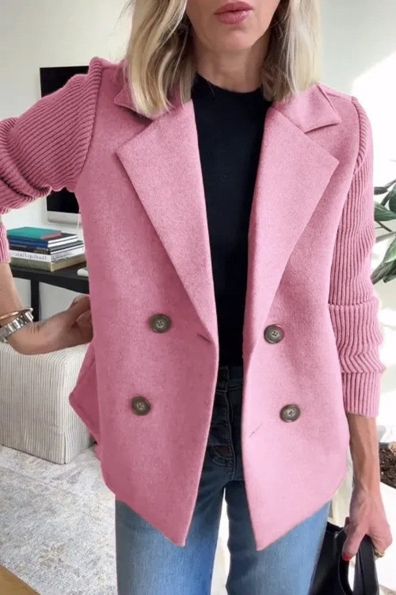Women's Spring Fashion Temperament Wool Stitching Woolen Coats