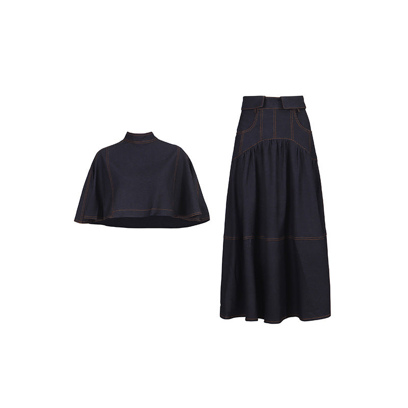 Women's Fashion Casual Set Cape Stand Collar High Suits