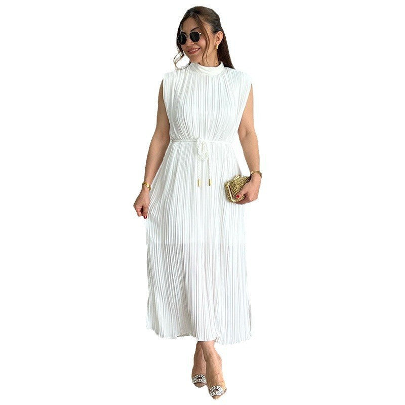 Women's Fashionable Simple Half Turtleneck Midi Dress Dresses