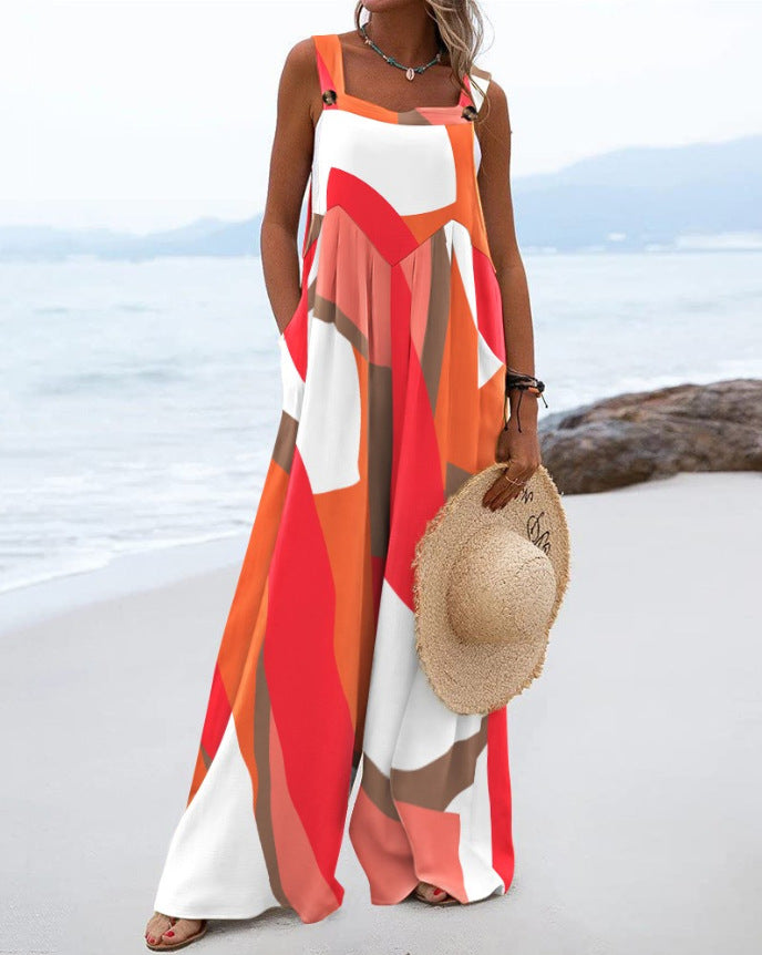 Women's Summer Digital Printing Romper National Fashion Jumpsuits
