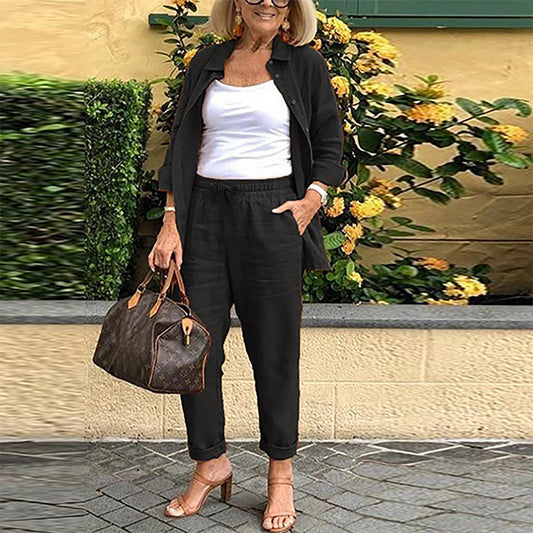 Women's Autumn Cotton Linen Harem Retro Loose Suits