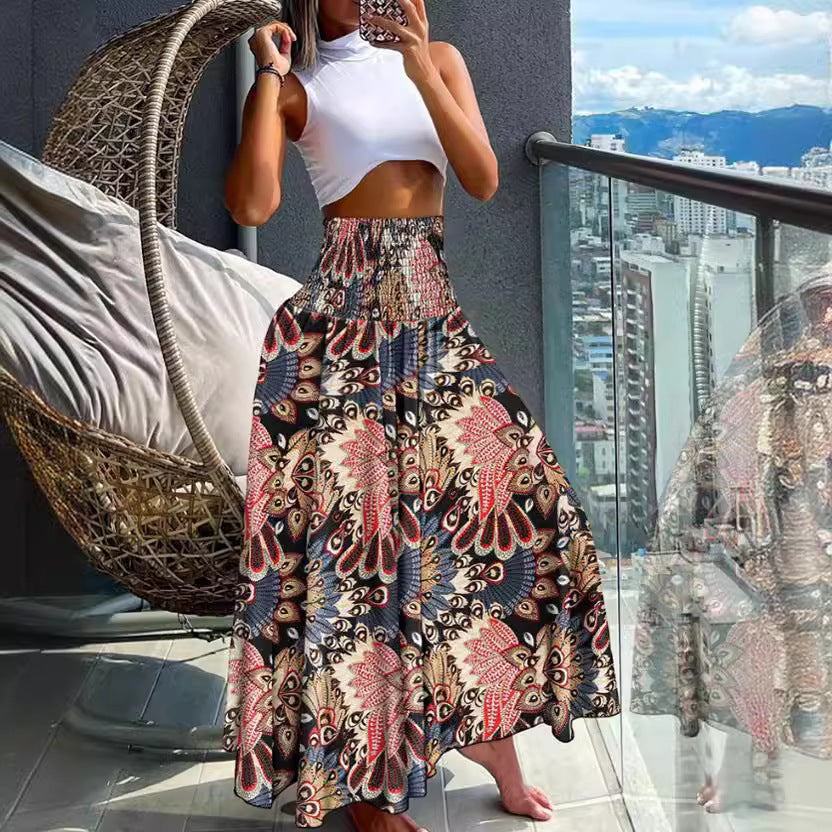Women's Casual Fashion Floral High Waist Skirts
