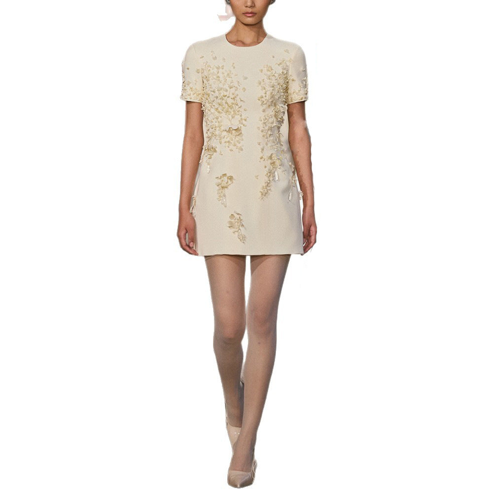 Small Fashionable Three-dimensional Flower Beaded Sleeve Shorts