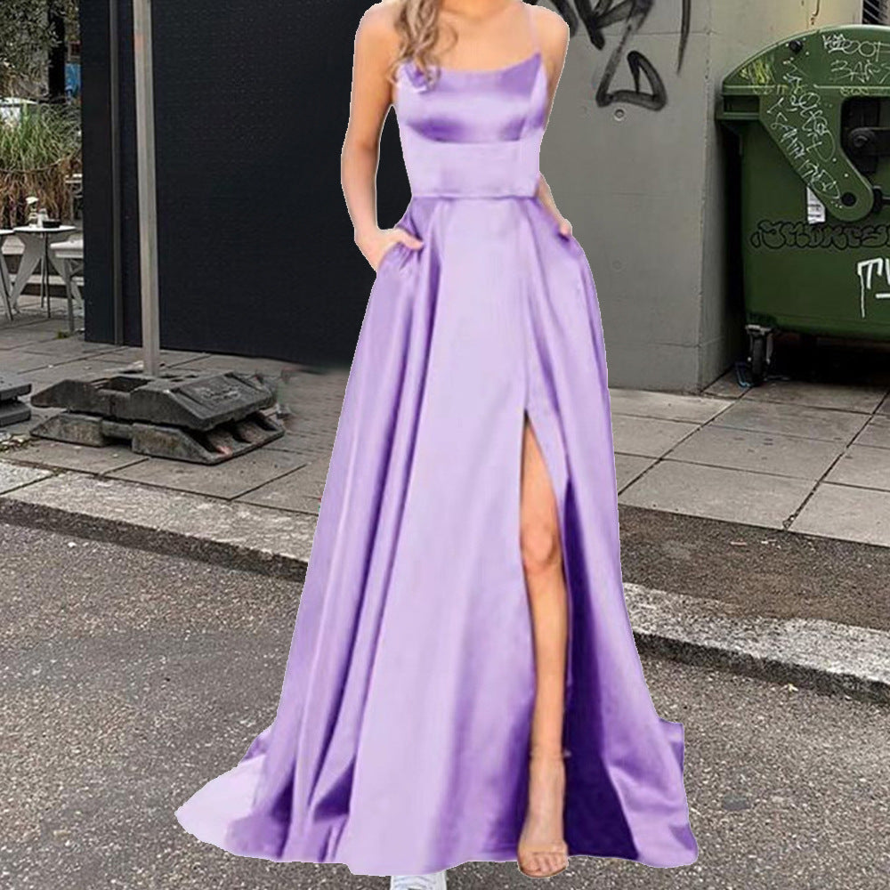 Bridesmaid Dress Long Slimming Shoulder Hollow Girlfriends Evening Dresses