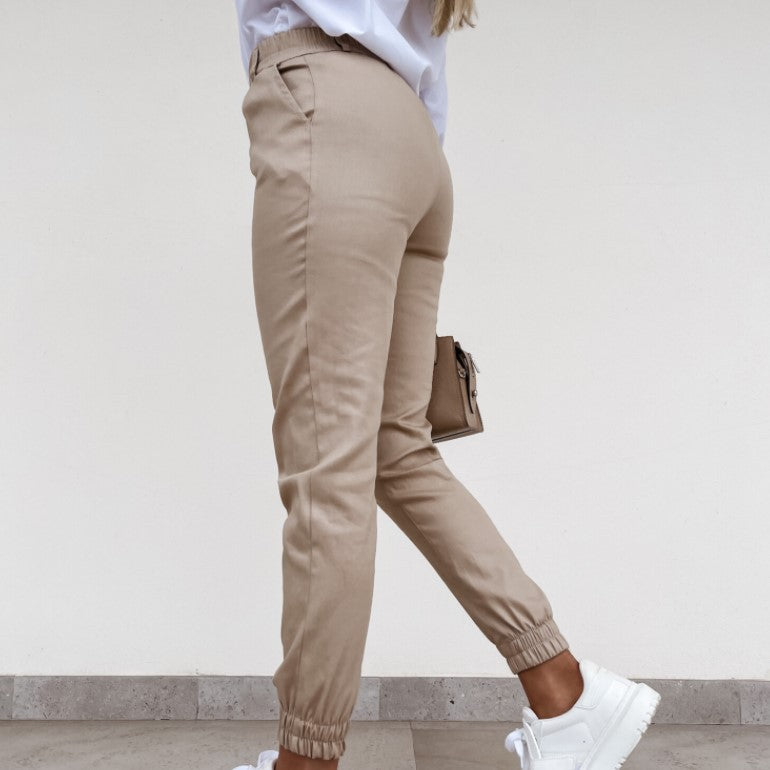 Autumn Double Oblique Washed Cotton Fabric Pocket Slim Fit Pants