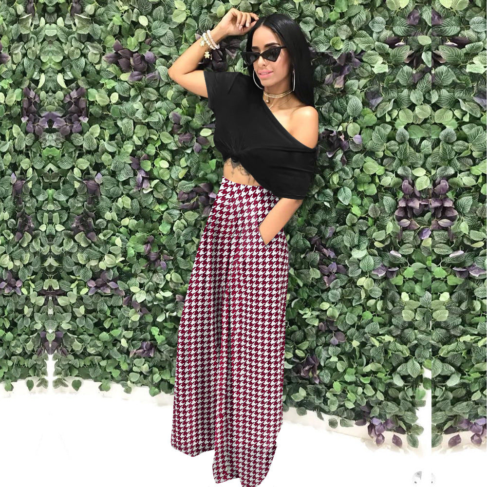 Fashion Personality Printed Flared Wide Leg Pants