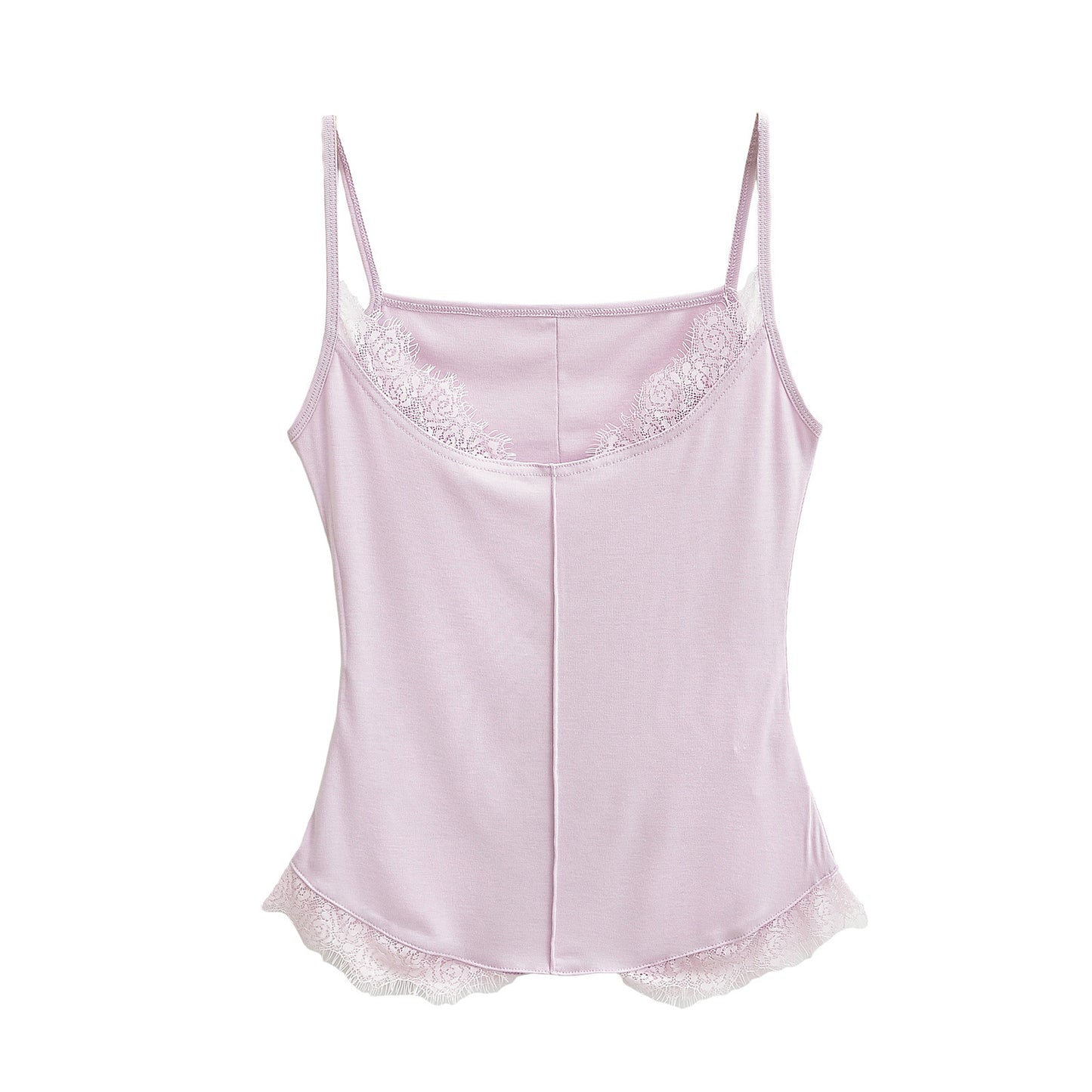 Women's Slim Lace Edge Round Neck Camisole Tops