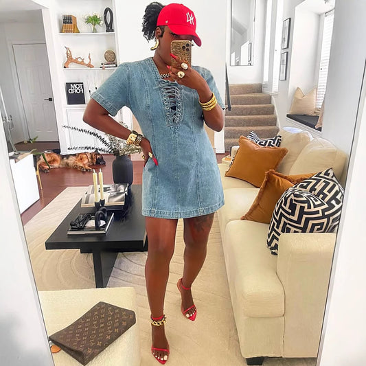 Women's Denim Dress Summer Street Fashion Sleeve Dresses