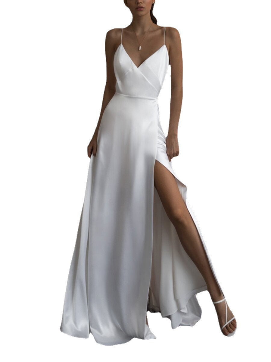 Women's Long Dress Sexy Spaghetti Straps Sleeveless Wedding Dresses