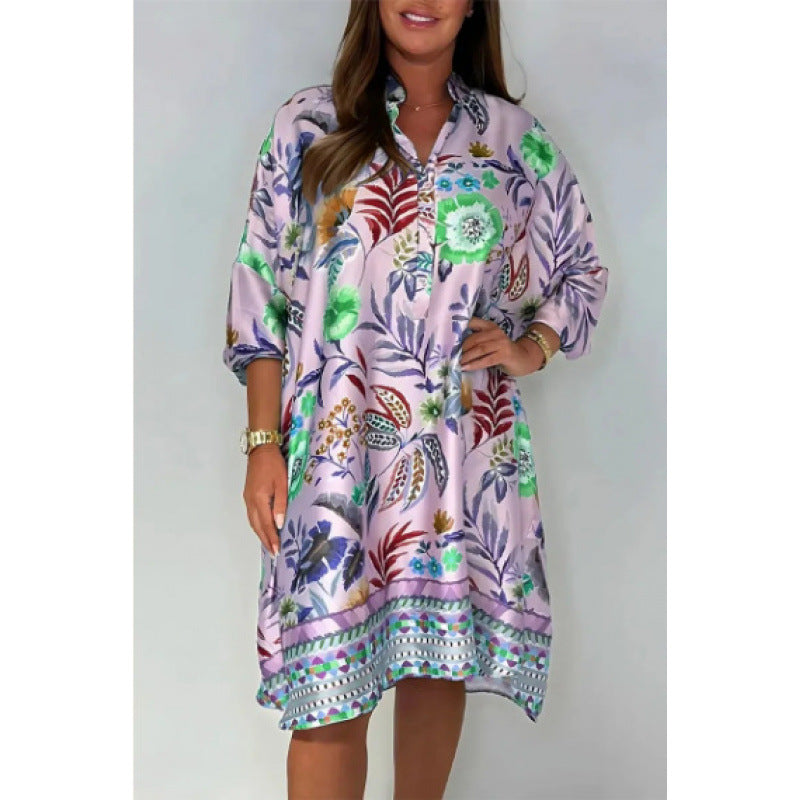 Women's Versatile Fashion Multicolor Printing Dress Dresses