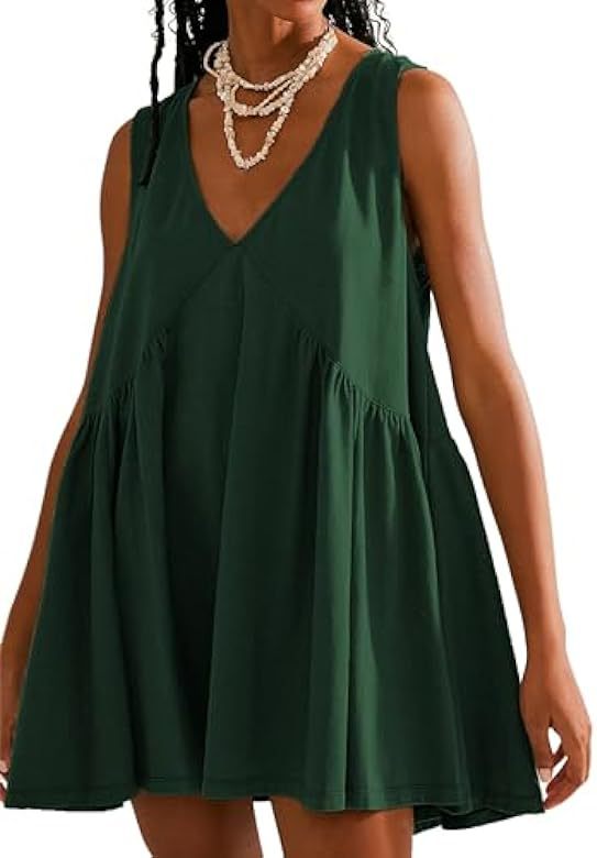 Women's Collar Sleeveless Pleated Pocket Dress Dresses