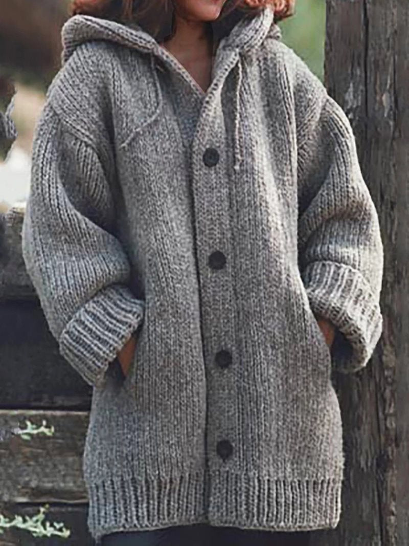 Graceful Women's Mid-length Hooded Fur Collar Sweater