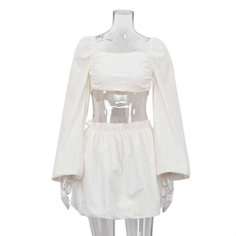 Women's Fashion Tube Backless Pleated High Waist Suits