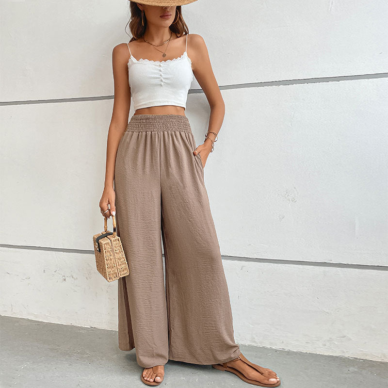 Waist Casual Simple Pure Color Elastic Pants