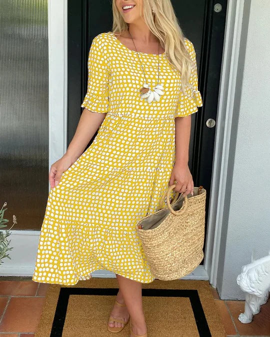 Women's Fashion Wear Summer Round Neck Printed Dresses