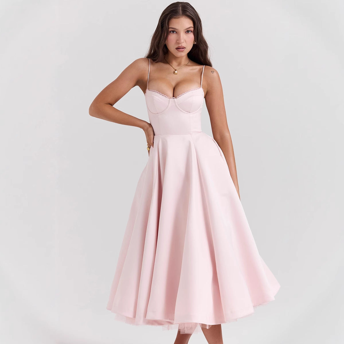 Summer French Style Fishbone Waist Trimming Dresses