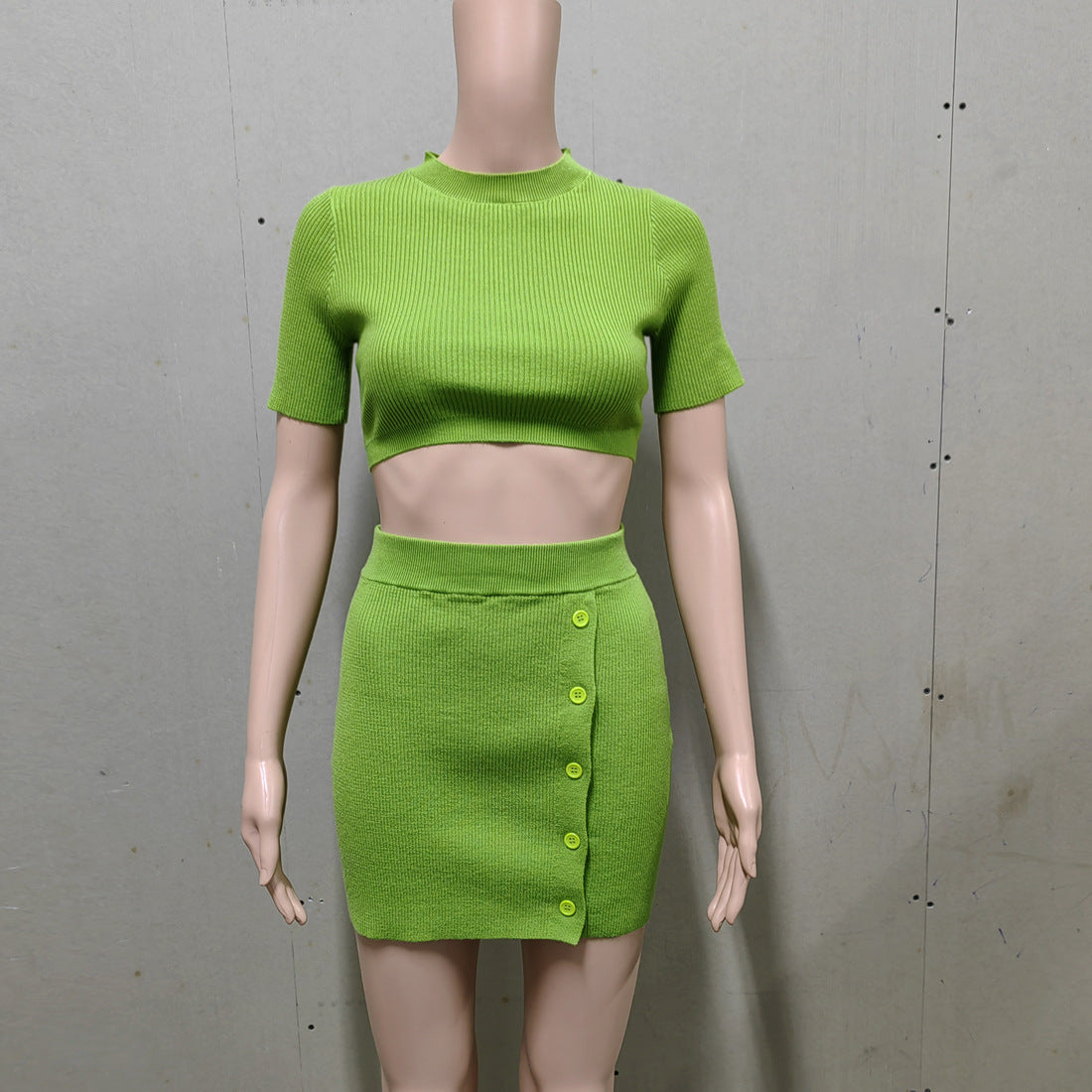 Women's Sexy Summer Knitted Split Button Suits