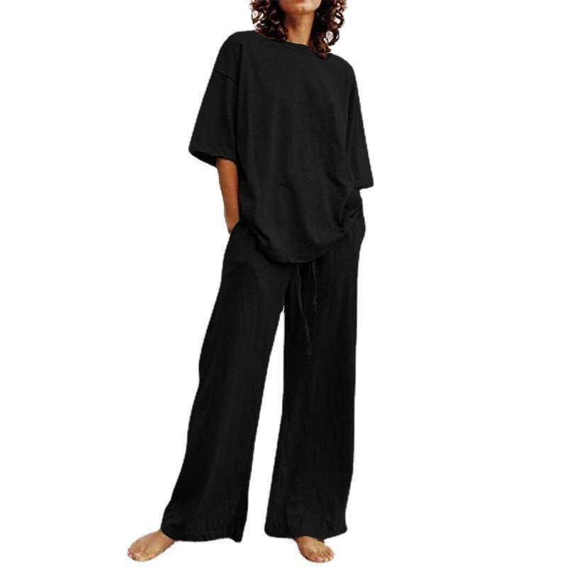 Women's Summer Casual Belt Pocket Half Sleeve Collar Suits