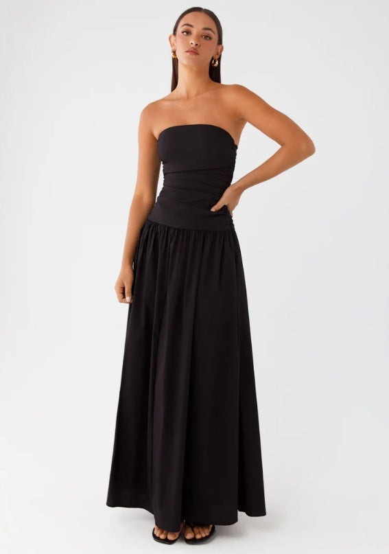 Women's Summer Elegance Retro High-grade Tube Pleated Dress