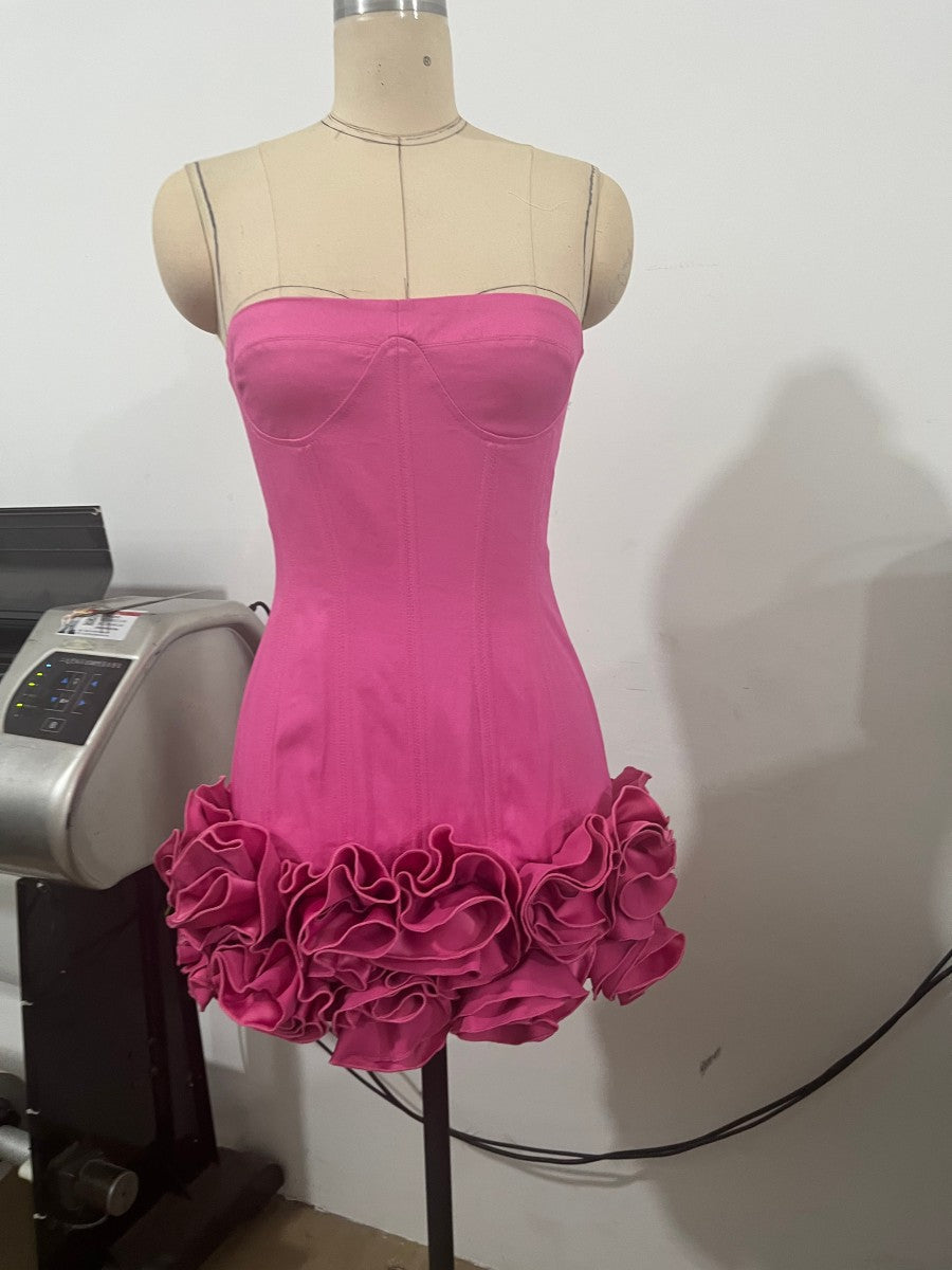 Women's Sexy Tube Dress Slim Flower Tight Tops