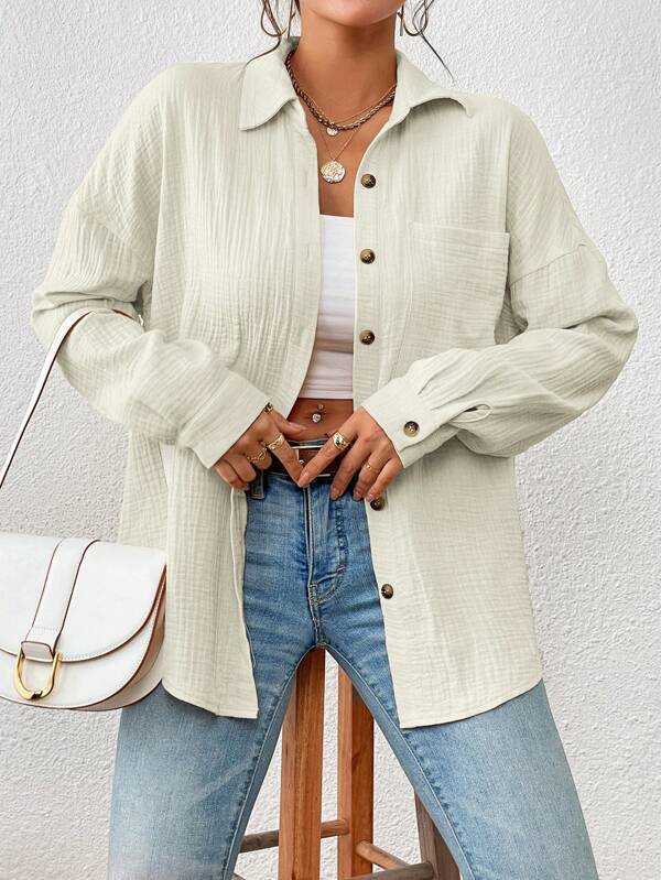 Women's Autumn Shirt Drop Shoulder Batwing Long Blouses