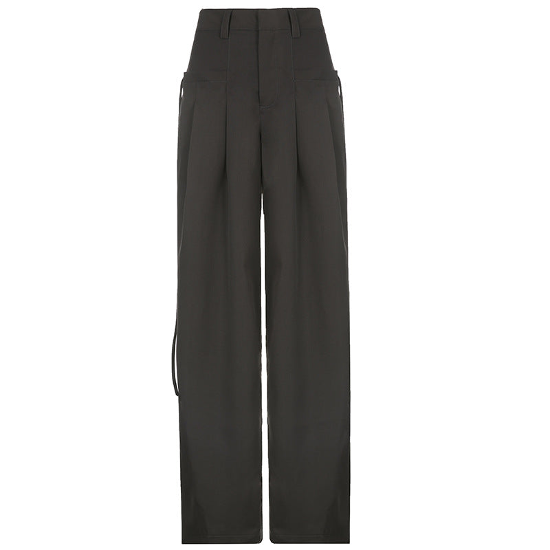 Style Fashion Retro Street Loose Low Waist Solid Pants