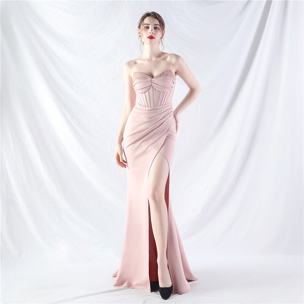 Fishbone Waistcoat Waist Binding Beads Shaping Evening Dresses