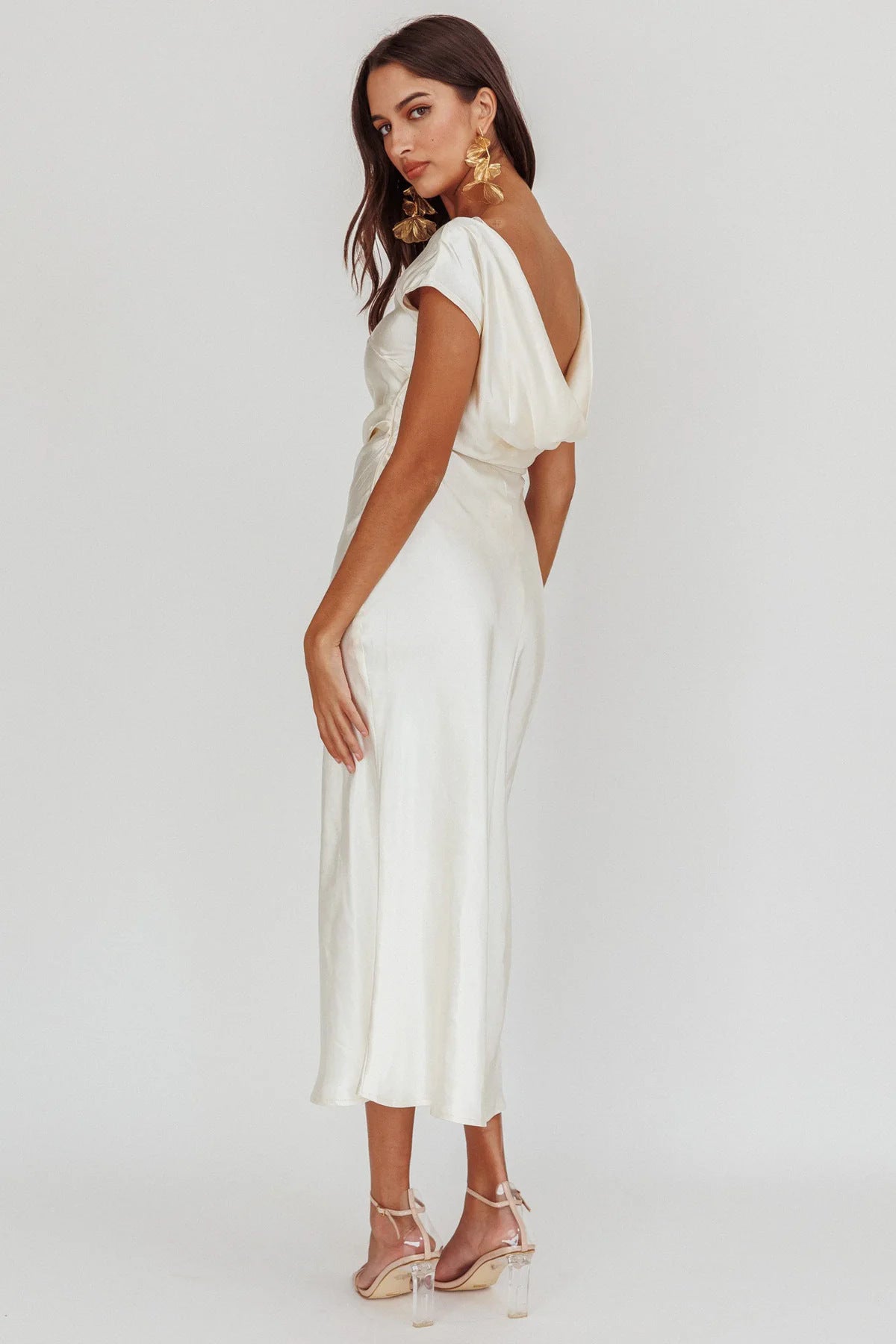 Women's Color High-grade Satin Sexy Backless Fishtail Dresses