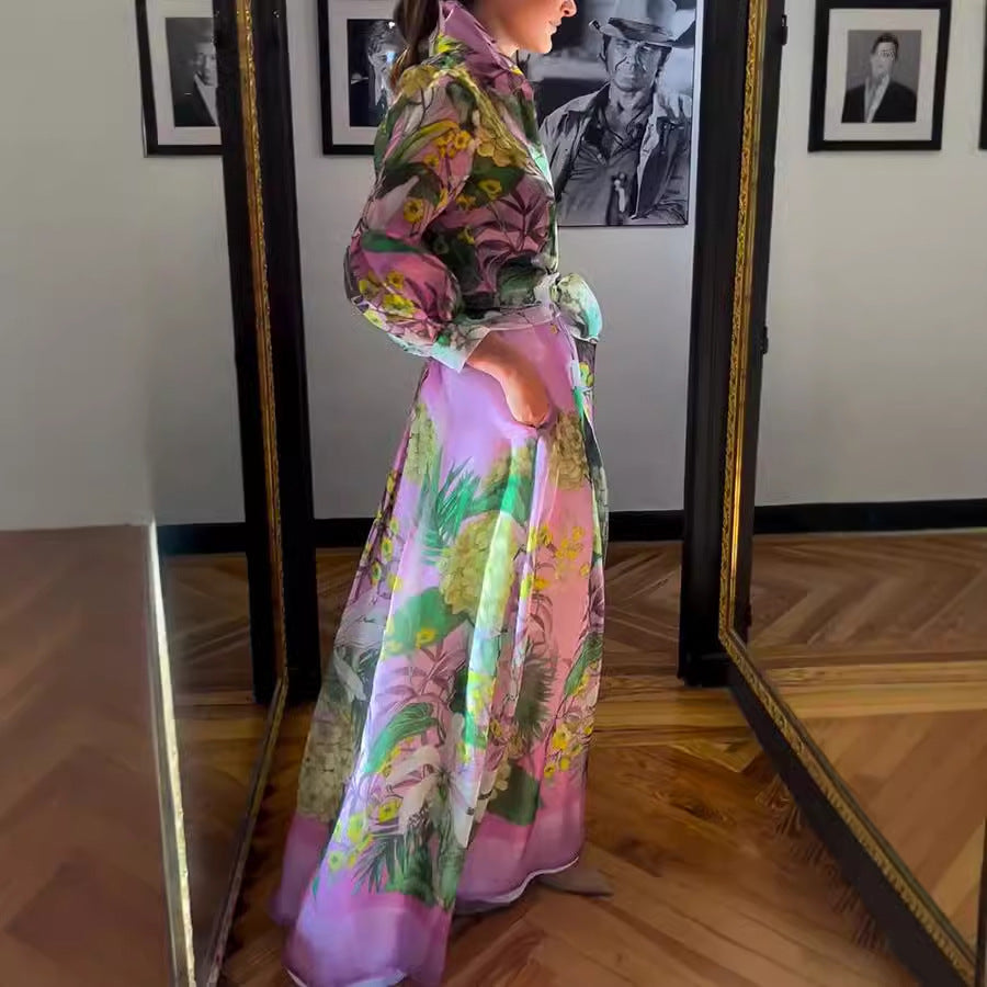 Women's Printed Elegant Young Long-sleeved Two-piece Set Suits