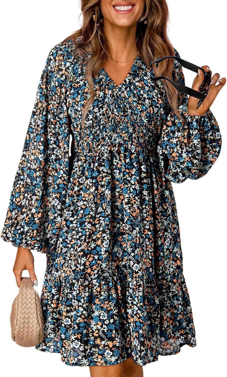 Sleeve Pleated Elastic Waist Casual Word Dresses
