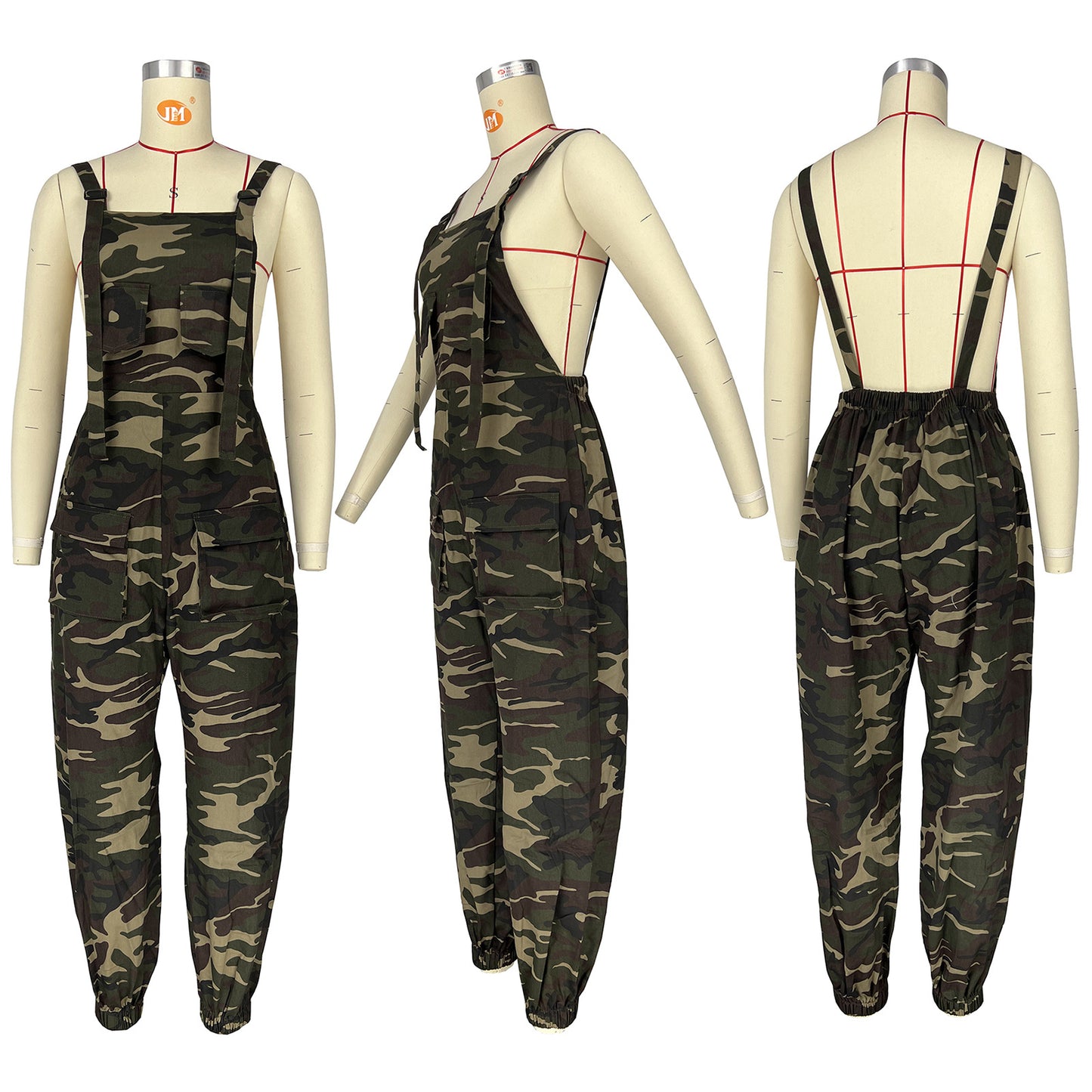 Women's Slouchy Casual Loose Camouflage Bib Jumpsuits