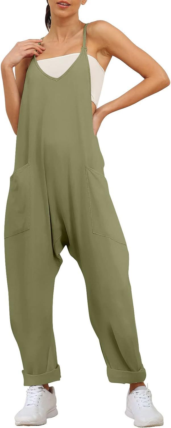 Women's Summer Large Pocket Overalls Loose Bodysuit Jumpsuits