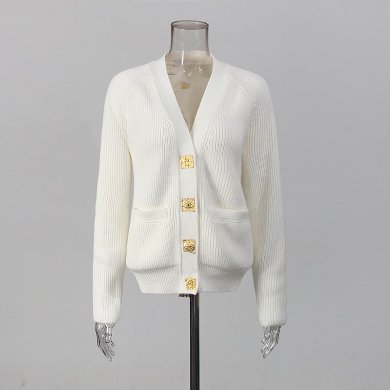 Elegant Knitted Early Autumn Solid Color Sweaters