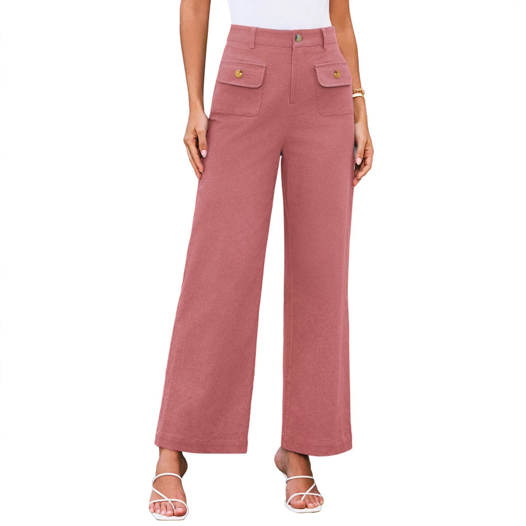 Women's Wide Leg Stretch Trousers Formal Wear Business Pants