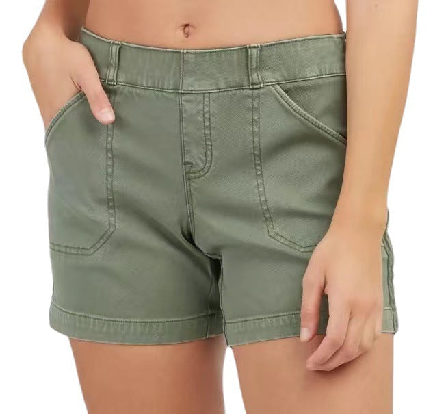 Simple Pocket Hip Lifting High Elastic Shorts