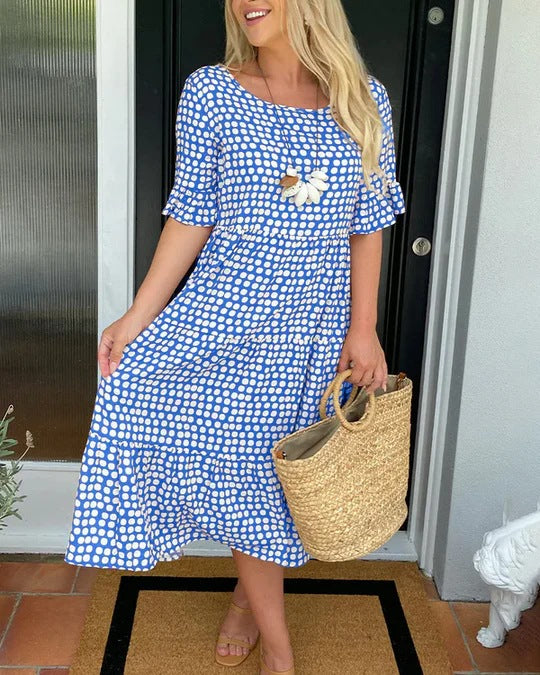 Women's Fashion Wear Summer Round Neck Printed Dresses