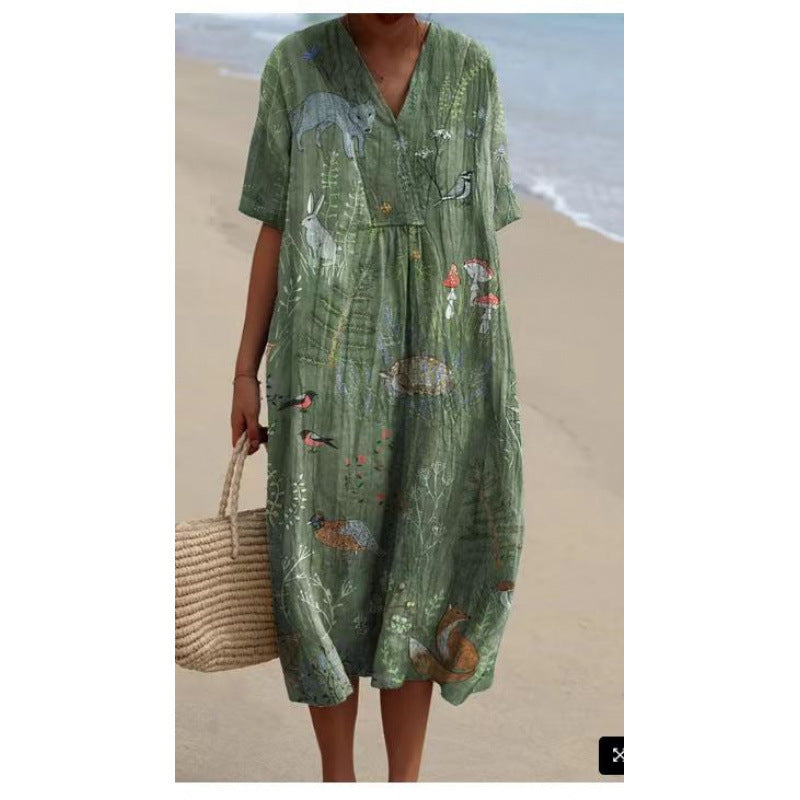 Women's Popular Comfortable Loose Printed Long Dress Dresses