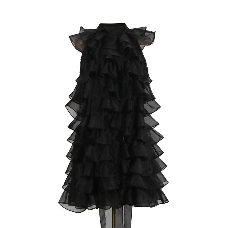Women's Temperament Dress Spring Sleeveless Ruffled Ribbon Slim Dresses
