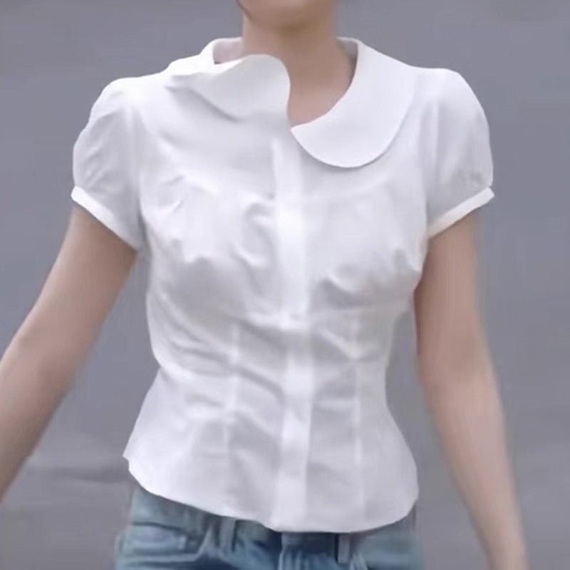 Solid Color Deep V Breasted T-shirt Tops