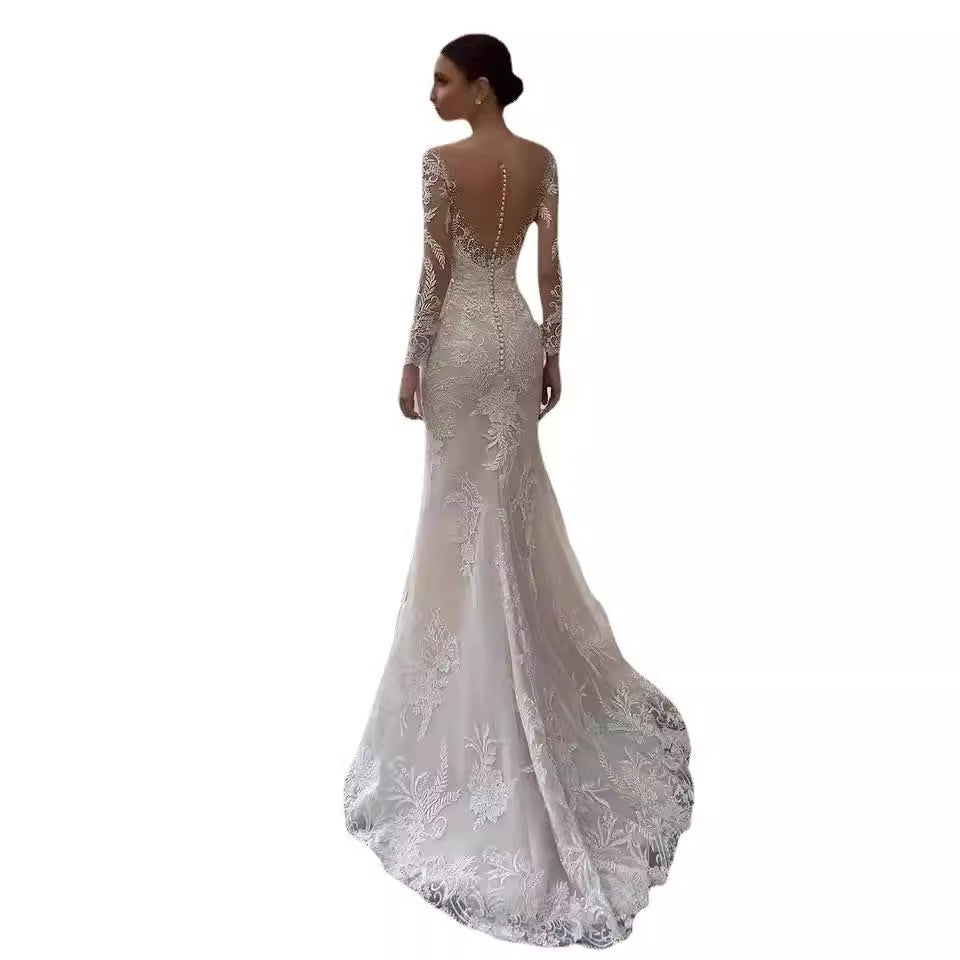 Deep V Fishtail Dress Sexy Temperament Slimming Summer Wedding Dresses